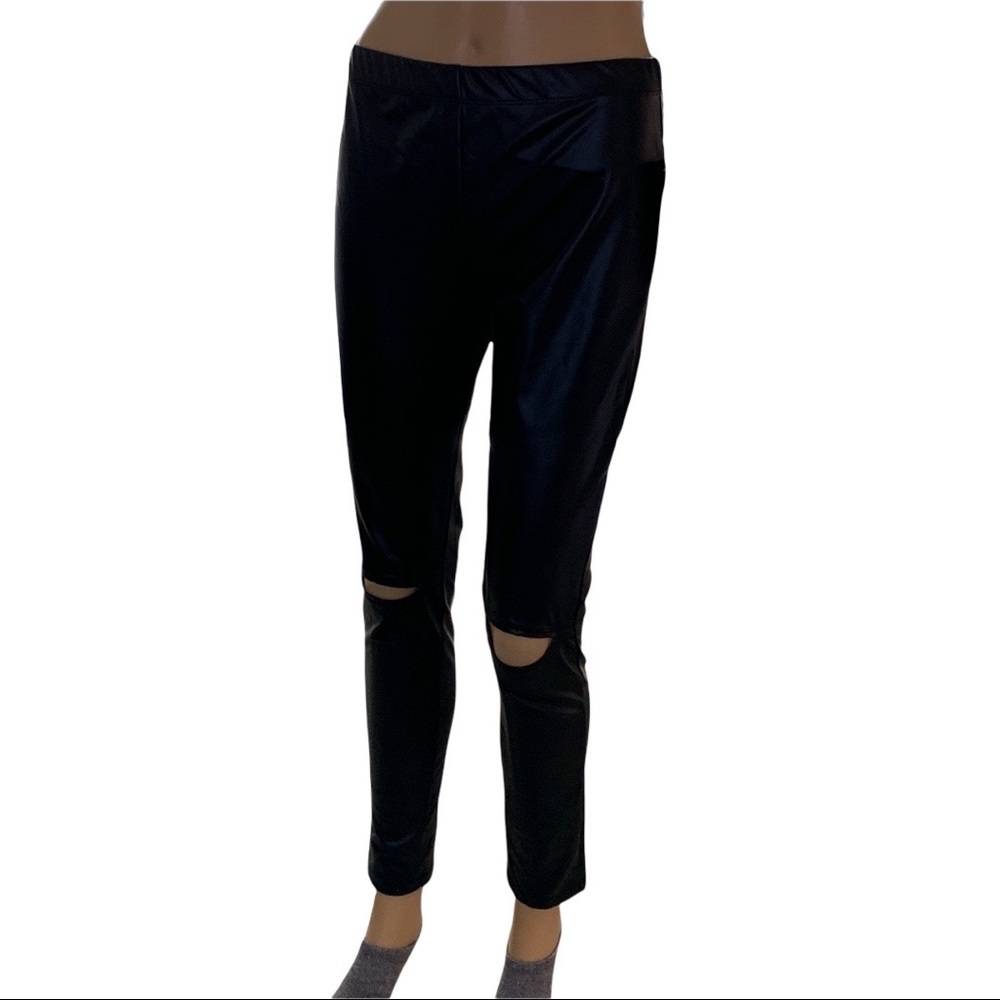 Skinny faux leather split knee pant SZ L